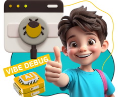 Тестирование & Vibe Debug. Охотники за багами - КИБЕРшкола программирования для детей, компьютерные курсы для школьников, начинающих и подростков - KIBERone г. Можайский